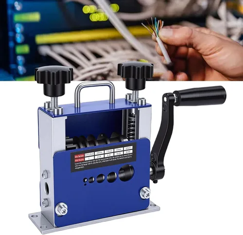 Vista 3 de Máquina pelacables, manual y eléctrico, compatible con taladro de cobre con 6 agujeros, rodillo de ranura en V para cables de 0.138 in, 0.276 in