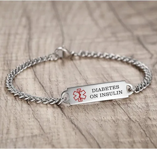 Vista 11 de Pulseras de identificación de alerta médica de 6.5 "-8.5" para mujeres, pulseras de emergencia médica de acero inoxidable, grabado gratuito
