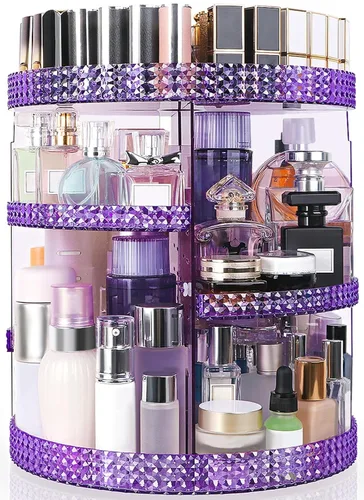 Vista 10 de Organizador de maquillaje giratorio de 360 grados para tocador, organizador de belleza de capacidad extra grande, organizador de perfume DIY