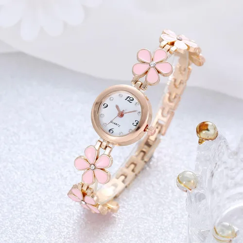 Vista 4 de ADSBIAOYE Reloj de pulsera para mujer, artículo de moda, impermeable, reloj en forma de flor de cuarzo