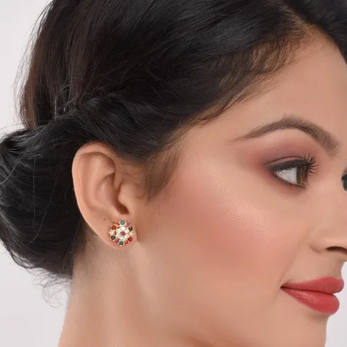 Vista 3 de Efulgenz Indian Earrings for Women Indian Bollywood Designer Traditional CZ Stud Earrings Jewelry for Women and Girls Christmas Gifts for Women