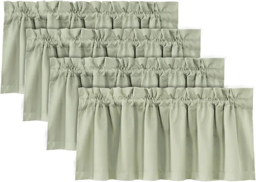 Vista 19 de H.VERSAILTEX Cenefas de cortina 100% opacas para ventanas, 2 paneles con aislamiento térmico, bolsillo para barra, pequeña cenefa corta para cocina