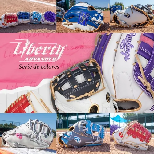 Vista 7 de Rawlings Guantes de sóftbol Liberty Advanced Color Series Fastpitch Tamaños 11.75 a 13 pulgadas Múltiples estilos Gris / Azul Columbia / Oro