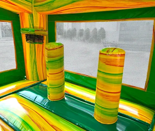 Vista 9 de Casa inflable comercial con tobogán, mármol verde