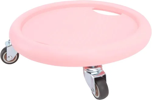 Vista 5 de Tabla de ejercicios abdominales, equipo de entrenamiento abdominal, patineta unisex para ejercicios abdominales, 4 rodillos de 360 grados con Rosado