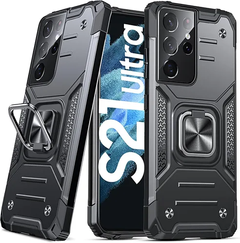 Vista 121 de DASFOND Diseñada para funda Galaxy S8 con soporte, anillo metálico giratorio mejorado de 360°, soporte kickstand de grado militar, resistente a