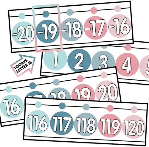 Vista 19 de YIXAXKAO 29 piezas de líneas numéricas para pared de aula, 20 a 120 líneas numéricas, borde de tablón de anuncios, color blanco y negro, decoración