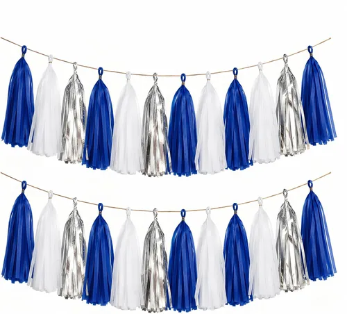 Vista 9 de Green Brown White Tissue Paper Tassel Garland, 15PCS Banner Green Coffee Brown