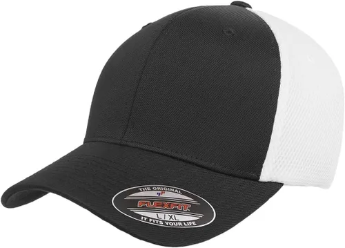 Vista 31 de Flexfit - Gorra ajustable de malla elástica en dos tonos Negro