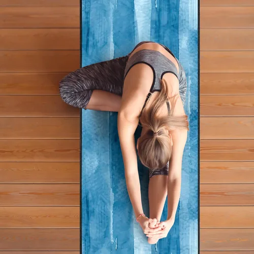 Vista 2 de QiyI Toalla para Esterilla de Yoga con Bolsillos en las Esquinas, Toallas de Yoga Antideslizantes que Absorben el Sudor para Yoga Caliente, Mantas