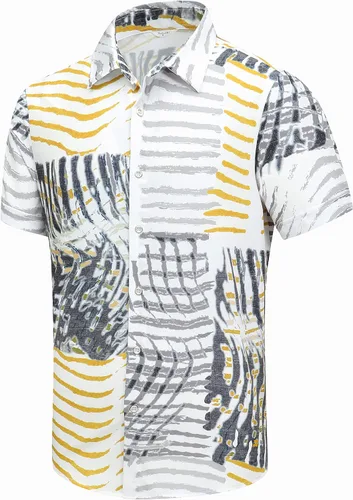 Vista 39 de SheLucki - Camisa hawaiana para hombre, unisex, de manga corta, con botones, para la playa y el verano, ropa casual estampada con sombra de palmas