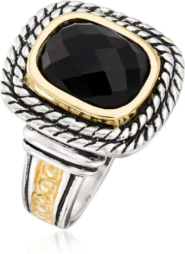 Vista 3 de Ross-Simons Black Onyx Ring in Sterling Silver and 14kt Yellow Gold