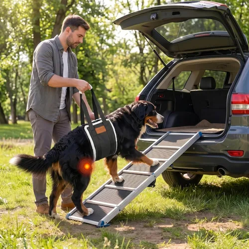Vista 6 de Arnés de elevación ajustable para perros, honda grande de la ayuda Negro