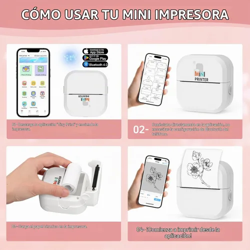 Vista 6 de Impresora de Pegatinas - Impresión Rápida de 24"/Min - Impresora Bluetooth Sin Tinta y Fabricante de Pegatinas con 13 Rollos de Papel, Impresora