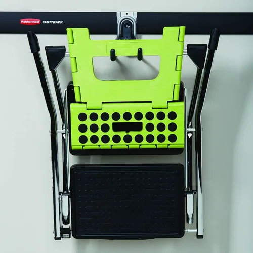 Vista 6 de Rubbermaid FastTrack - Organizador de garaje multiusos, capacidad de 50 libras, sistema de almacenamiento montado en la pared de níquel satinado