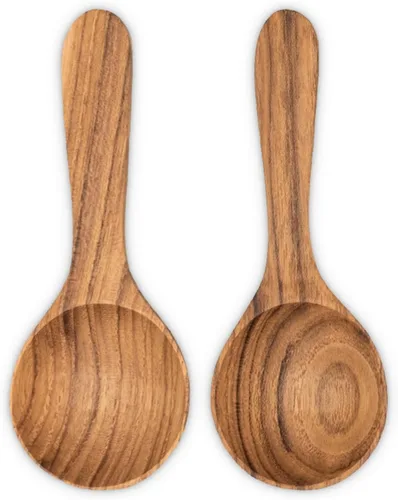 Vista 2 de FAAY Mini condimento – Cucharas de teca para azúcar, sal, té, café, especias, miel mermelada mastard (1/2 cucharas de mesa x 2)