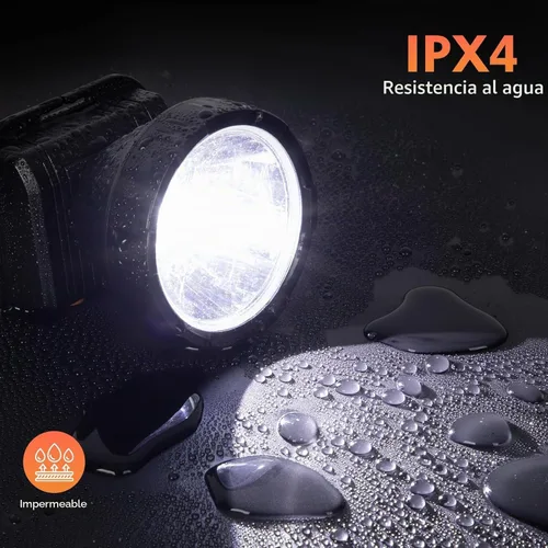 Vista 5 de Linterna frontal recargable - Foco súper brillante con 2 modos - Linterna LED frontal para camping, pesca, senderismo