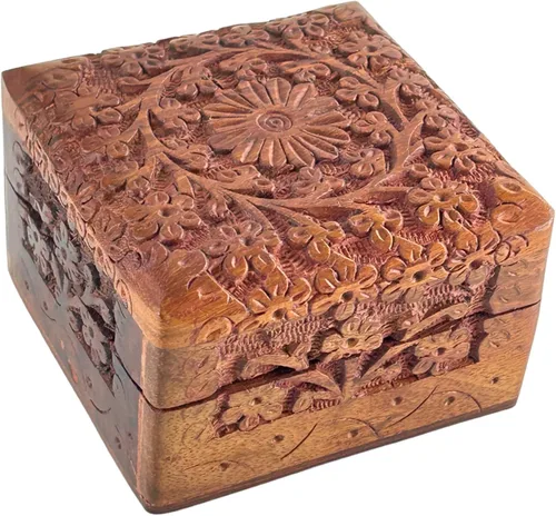 Vista 7 de Caja de recuerdos de madera hecha a mano, organizador de joyas, ideas de regalo únicas para hombres y mujeres, caja de almacenamiento decorativa