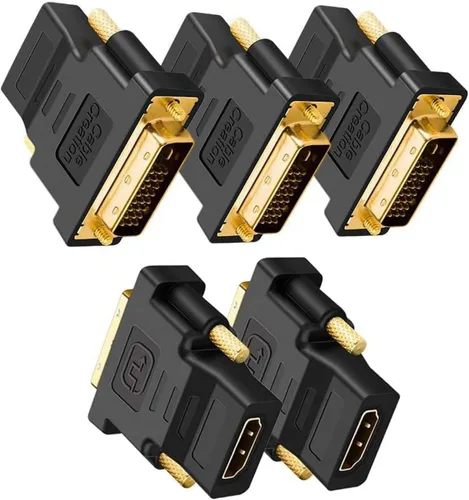 Vista 8 de CableCreation Adaptador DVI a HDMI, DVI macho a HDMI hembra convertidor Bidireccional, 1080P, conector chapado en oro, 3D para PS5, PS4, caja