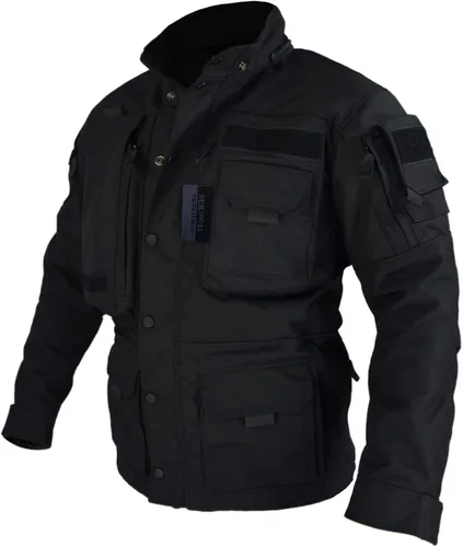 Vista 6 de Chaqueta táctica del ejército con capucha de múltiples bolsillos, abrigo de caza Molle militar, chaquetas de concha dura, ropa de abrigo