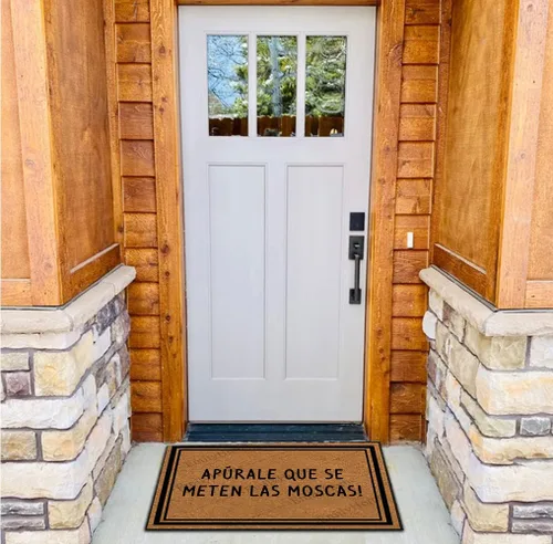 Vista 5 de Emilyhome - Tapete divertido para puerta de exterior, Apúrale Que Se Meten Las Moscas lavable a máquina, de perfil bajo, 30 x 18 pulgadas