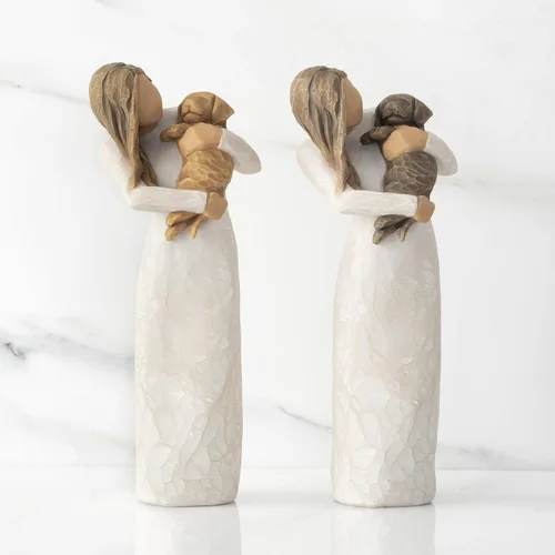 Vista 6 de Willow Tree Adorable You (perro dorado), Una amistad alegre, expresa la relación con un perro de compañía muy querido, figura esculpida pintada a