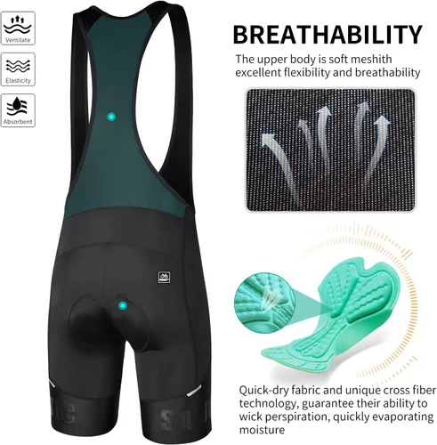 Vista 3 de Santic Pantalones cortos de ciclismo para hombre, acolchado 4D, transpirable, para ciclismo de carretera, ciclismo, ciclismo, ciclismo, gel de viaje
