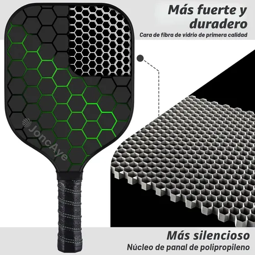 Vista 3 de JoncAye Pickleball Paddles Set of 4 or 2, USAPA Approved Fiberglass Rackets with Outdoor Indoor Balls, Bag, Overgrip, Lightweight for Family