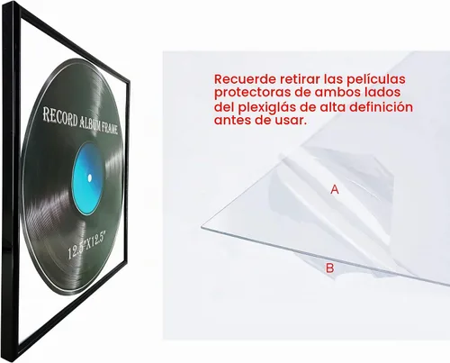 Vista 4 de Marco para discos de vinilo negro brillante, paquete de 6