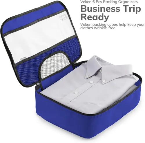 Vista 4 de 6 Set Packing Cubes for Suitcases, Travel Organizer Bags for Carry on Luggage, Veken Suitcase Organizer Bags Set for Travel Essentials Travel