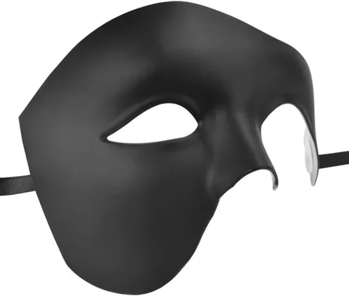 Vista 6 de Máscara de Halloween para hombre, disfraz de fantasma de la ópera, máscara de media cara para pareja