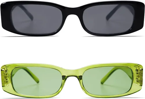 Vista 22 de Allarallvr Lentes de sol rectangulares para mujer, estilo retro de los años 90, Y2K, clásicos, vintage, cuadrados, AR82037