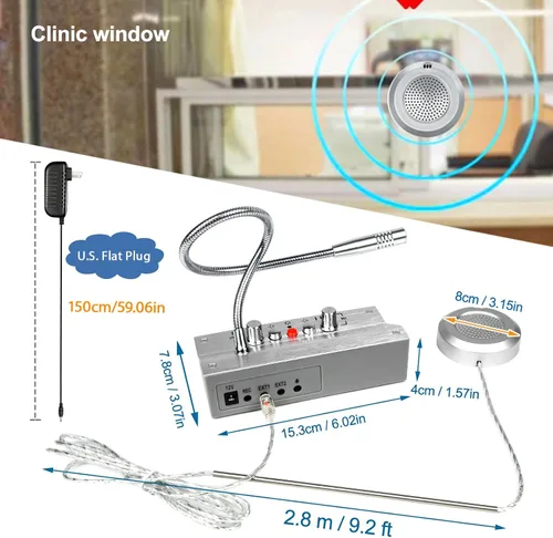 Vista 5 de Intercomunicador de ventana de dos vías de conversación a través de ventana Sistema de altavoz de intercomunicación con función de silencio