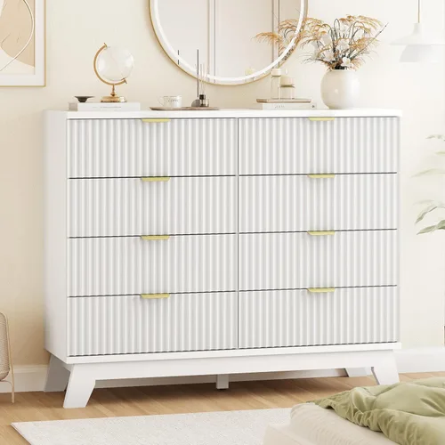 Vista 23 de Cómoda acanalada para dormitorio con 3 cajones, cómoda moderna de 24 pulgadas de ancho con mango de metal, soporte de TV de madera, armario de Negro