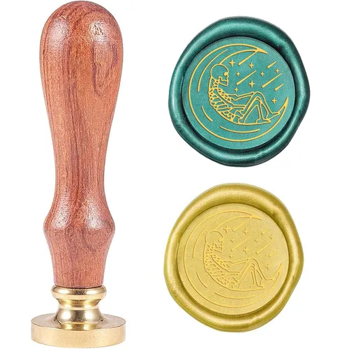 Vista 15 de CRASPIRE Sello de cera de Navidad con diseño de copos de nieve, cornamenta de árbol, retro, 0.98 pulgadas, latón extraíble con mango de madera
