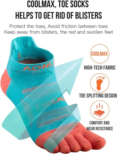 Vista 5 de AONIJIE Toe Socks for Men and Women High Performance Athletic Running Toe Socks