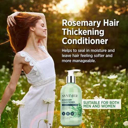 Vista 5 de Svvimer Acondicionador engrosador de romero: Producto hidratante espesante con biotina para mujeres y hombres - para cabello dañado, seco y fino 350