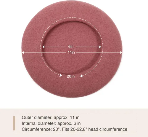 Vista 26 de Boina de lana francesa para mujer, gorra de invierno clásica de color sólido