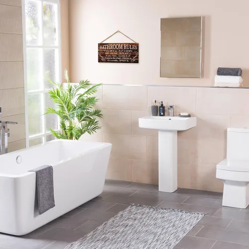 Vista 4 de Letrero de advertencia de reglas de baño, placa de madera impresa de 10 x 5 pulgadas, decoración de madera para colgar en la puerta, decoración