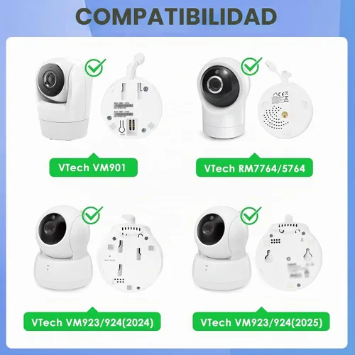 Vista 2 de Soporte de clip flexible para VTech VM901/VM928/VM923/VN924, soporte de cámara de bebé de cuello de cisne para cuna sin herramientas o daños