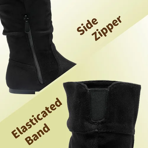 Vista 3 de DREAM PAIRS - Botas de invierno para montar en bicicleta para niñas, altura hasta la rodilla, piel sintética (niñas pequeñas, medianas y grandes)