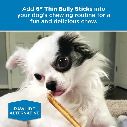 Vista 6 de Best Bully Sticks Palitos finos de 6 pulgadas, 24 unidades (paquete de 1), naturales, fáciles de digeribles, 100% alimentados con pasto, sin granos