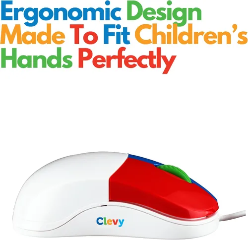 Vista 3 de Clevy Mouse para niños, colorido y ergonómico USB, computadora escolar y doméstica, mouse con cable compatible con niños, compatible con Windows