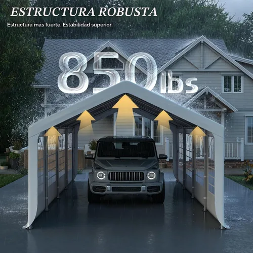 Vista 2 de GARTOO Carpa para Fiestas y Cochera de 13' x 26' - Cenador Resistente para Bodas al Aire Libre con 4 Bolsas de Arena, Toldo de Refugio para Eventos