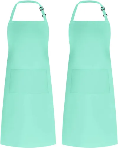 Vista 24 de Syntus Delantal ajustable con 2 bolsillos, delantales de cocina para mujeres, hombres, chef