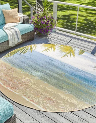 Vista 8 de Unique Loom Outdoor Coastal Collection - Provincetown - Alfombra rectangular de 2 x 3 pies, multicolor, azul