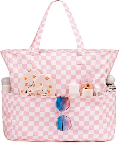 Vista 13 de Bluboon - Bolsa de playa impermeable para mujer, extra grande, con compartimento húmedo, para llevar de fin de semana, bolsa de piscina para viajes
