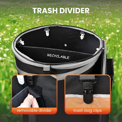 Vista 4 de Contenedor de basura desplegable con divisor extraíble, paquete de 2, parte inferior resistente, almacenamiento plegable para campamento
