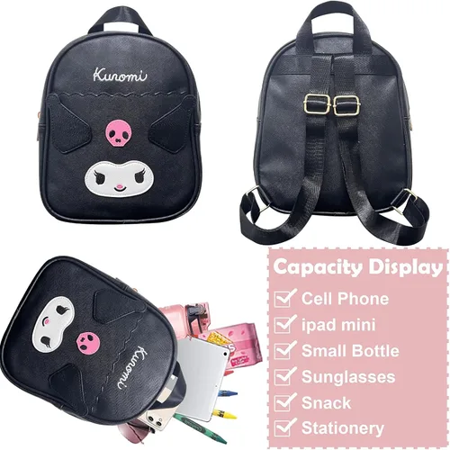 Vista 4 de AJZTRC Kawaii My Melody - Mochila de dibujos animados Cinnamoroll para niñas, linda mochila ideal para viajes, Negro -, Lindo