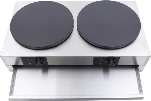 Vista 4 de Crepe Maker comercial eléctrico para panqueques antiadherente, 16 pulgadas, placa de 3400 W, temperatura ajustable para Blintzes, huevos, tortilla